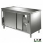 Tavolo da lavoro in acciaio Inox RISCALDATO con porte scorrevoli su 2 lati prof. 60 cm