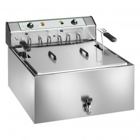 Friggitrice Elettrica per Pasticceria - 25 Litri - 9 kW 400V - con Rubinetto e Cestello Grande