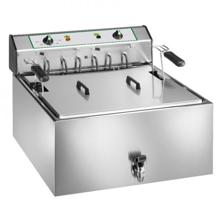 Friggitrice Elettrica per Pasticceria - 25 Litri - 9 kW 400V - con Rubinetto e Cestello Grande