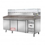 Banco Pizza Refrigerato con Vetrinetta - 3 Porte - Profondità Vetrina 38 cm