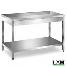 Tavolo in acciaio Inox su gambe con ripiano prof. 70 cm