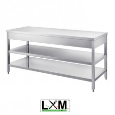 Tavolo in acciaio Inox su gambe con ripiano prof. 70 cm