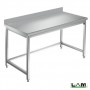 Tavolo in acciaio Inox su gambe con alzatina prof. 70 cm