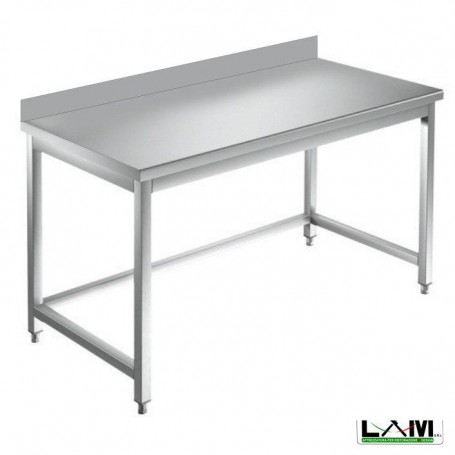 Tavolo in acciaio Inox su gambe con alzatina prof. 70 cm