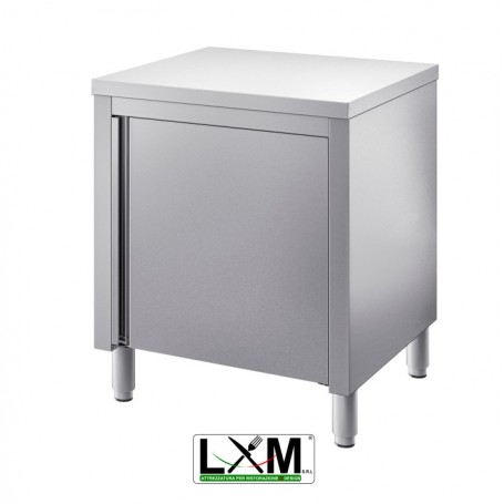 Tavolo da lavoro in acciaio Inox con porte a battente prof. 60 cm