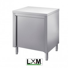 Tavolo da lavoro in acciaio Inox con porte a battente prof. 60 cm