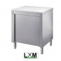 Tavolo da lavoro in acciaio Inox con porte a battente prof. 70 cm
