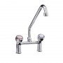RUBINETTO BIFORO CON CANNA GIREVOLE ”C”,Ø18x250, MANIGLIA ROTONDA. INTERASSE 155mm