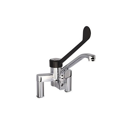 MISCELATORE BIFORO CON CANNA GIREVOLE, LEVA CLINICA IN MATERIALE PLASTICO PA6. INTERASSE 155mm