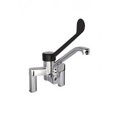 MISCELATORE BIFORO CON CANNA GIREVOLE, LEVA CLINICA IN MATERIALE PLASTICO PA6. INTERASSE 155mm