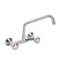 RUBINETTO BIFORO A MURO CON CANNA GIREVOLE "C" Ø20x250, MANIGLIA ROTONDA. INTERASSE 203,20mm