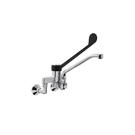 MISCELATORE BIFORO A MURO CON CANNA GIREVOLE E LEVA CLINICA IN MATERIALE PLASTICO PA6. INTERASSE 155mm