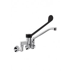 MISCELATORE BIFORO A MURO CON CANNA GIREVOLE E LEVA CLINICA IN MATERIALE PLASTICO PA6. INTERASSE 155mm