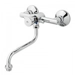 MISCELATORE BIFORO TEMPORIZZATO A PARETE PER LAVELLO CON CANNA GIREVOLE 165mm, TEMPO DI EROGAZIONE 8±12 sec