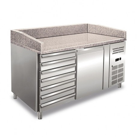 Banco Pizza Ventilato - 249 Litri - 1 Anta e Cassetti - Piano in Granito