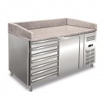 Banco Pizza Ventilato - 249 Litri - 1 Anta e 7 Cassetti - Piano in Granito