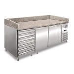 Banco Pizza Ventilato - 428 Litri - 2 Ante e 7 Cassetti - Piano in Granito