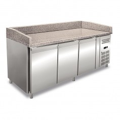 Banco Pizza Ventilato - 428 Litri - 3 Ante - Piano in Granito