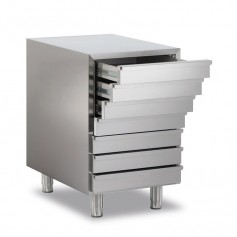 Cassettiera INOX per Contenitori Impasto Pizza - 7 Cassetti - 515x768x820h mm