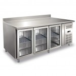 Tavolo Refrigerato Ventilato - GN 1/1 - Tre Porte a Vetro [-2 +8 C°] - Con Alzatina