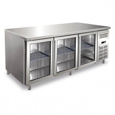 Tavolo Refrigerato Ventilato - GN 1/1 - Tre Porte a Vetro [-2 +8 C°]