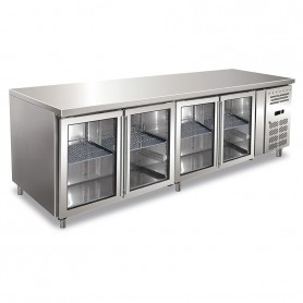 Tavolo Refrigerato Ventilato - GN 1/1 - Quattro Porte a Vetro [-2 +8 C°]