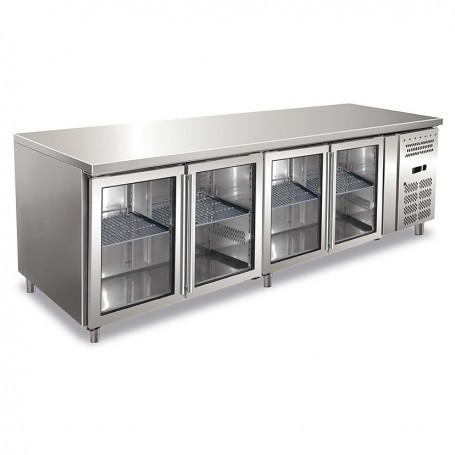 Tavolo Refrigerato Ventilato - GN 1/1 - Quattro Porte a Vetro [-2 +8 C°]