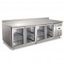 Tavolo Refrigerato Ventilato - GN 1/1 - Quattro Porte a Vetro [-2 +8 C°] - Con Alzatina