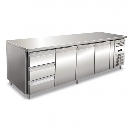 Tavolo Refrigerato Ventilato - GN 1/1 - Tre Porte + 3 Cassetti da 1/3 - [-2 +8 C°]