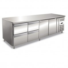 Tavolo Refrigerato Ventilato - GN 1/1 - Due Porte + 4 Cassetti da 1/2 - [-2 +8 C°]