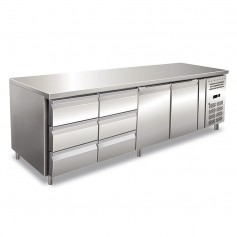 Tavolo Refrigerato Ventilato - GN 1/1 - Due Porte + 6 Cassetti da 1/3 - [-2 +8 C°]