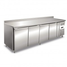 Tavolo Refrigerato - Profondità 60 - GN 1/1 - Quattro Porte [-2 +8 C°] - con Alzatina
