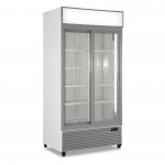 Frigo Vetrina Bibite - Bianco - 607 Litri - [0 +10C°] - Doppia Porta Scorrevole e Cassetto Retroilluminato