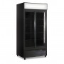 Frigo Vetrina Bibite - Nero - 607 Litri - [0 +10C°] - Doppia Porta Scorrevole e Cassetto Retroilluminato