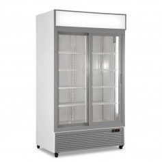 Frigo Vetrina Bibite - Bianco - 832 Litri - [0 +10C°] - Doppia Porta Scorrevole e Cassetto Retroilluminato