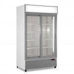 Frigo Vetrina Bibite - Bianco - 832 Litri - [0 +10C°] - Doppia Porta Scorrevole e Cassetto Retroilluminato