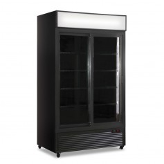 Frigo Vetrina Bibite - Nero - 832 Litri - [0 +10C°] - Doppia Porta Scorrevole e Cassetto Retroilluminato