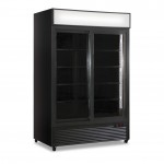 Frigo Vetrina Bibite - Nero - 990 Litri - [0 +10C°] - Doppia Porta Scorrevole e Cassetto Retroilluminato
