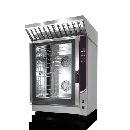 Forno Convezione - CON CAPPA - Digitale - capienza 10 teglie o griglie 600x400 mm o GN 1/1 - con iniezione d'acqua