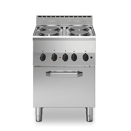 Cucina elettrica, 4 piastre tonde, forno elettrico ventilato