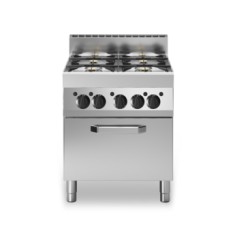 Cucina a gas bacinelle smaltate, 4 fuochi, forno a gas