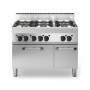 Cucina a gas bacinelle smaltate, 6 fuochi, forno a gas