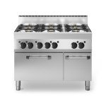 Cucina a gas bacinelle smaltate, 6 fuochi, forno a gas