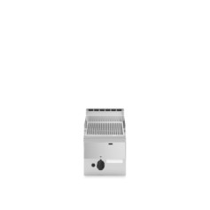 Fry top gas, piastra rigata cromata, top