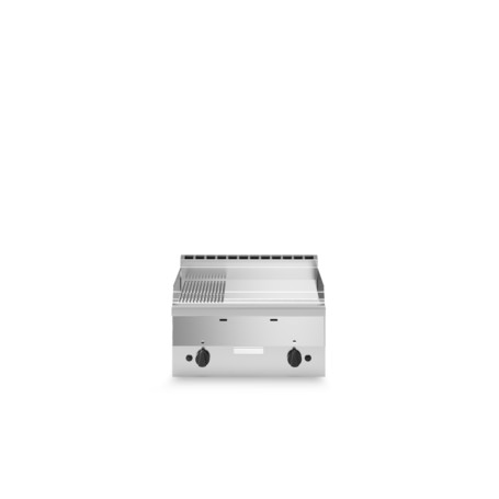 Fry top gas, piastra 2/3 liscia 1/3 rigata cromata, top