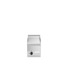 Fry top elettrico, piastra liscia cromata, top