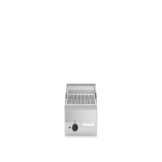 Fry top elettrico, piastra rigata cromata, top