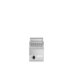 Fry top elettrico, piastra rigata cromata, top