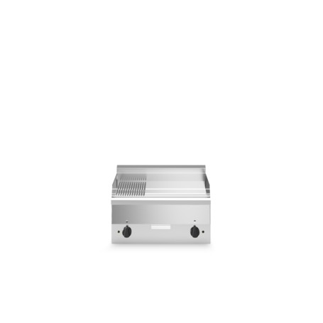 Fry top elettrico, piastra 2/3 liscia 1/3 rigata cromata, top