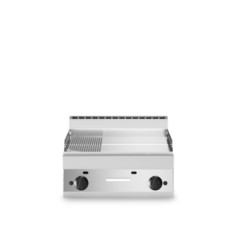 Fry top gas, piastra 2/3 liscia 1/3 rigata cromata, top